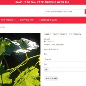 my photo posted via a scam e-commerce site satloveov.live. Grape leaves Series life with pal.