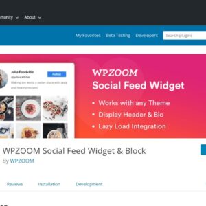 WPZOOM Social Feed Widget & Block plugin page Worpdress.org