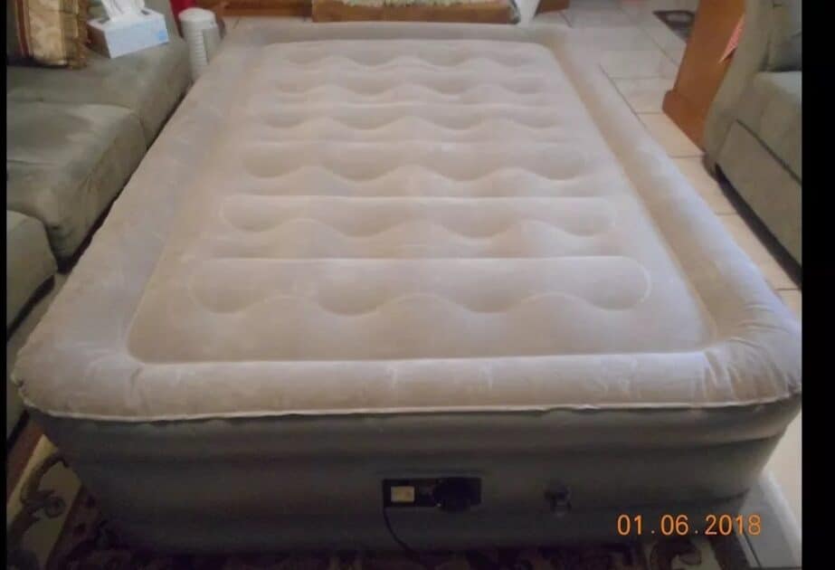 sable air mattress. A gray inflatable mattress image taken in 2018.