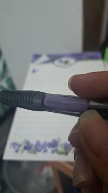 Bic Break-Resistant Mechanical Pencil finger grip and lead release button.
