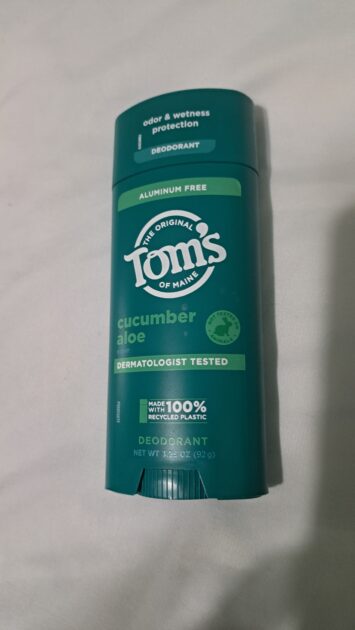 Tom's of Main Cucmber alo deodorant container.