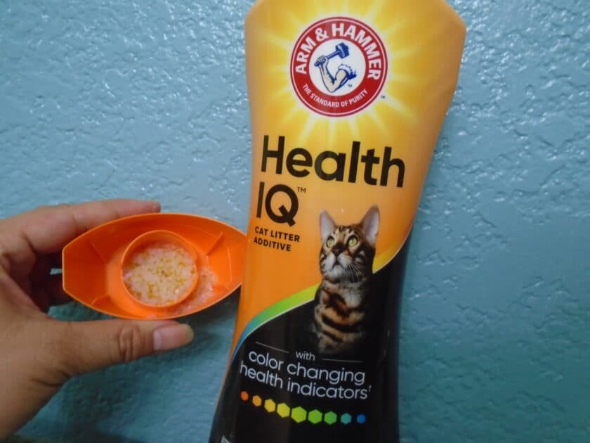 Arm & Hammer health IQ bottle with crytals in lid.