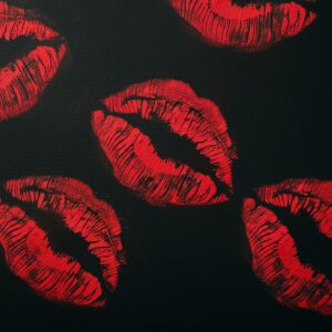 Red lip prints. Image created using Image FX (AI).