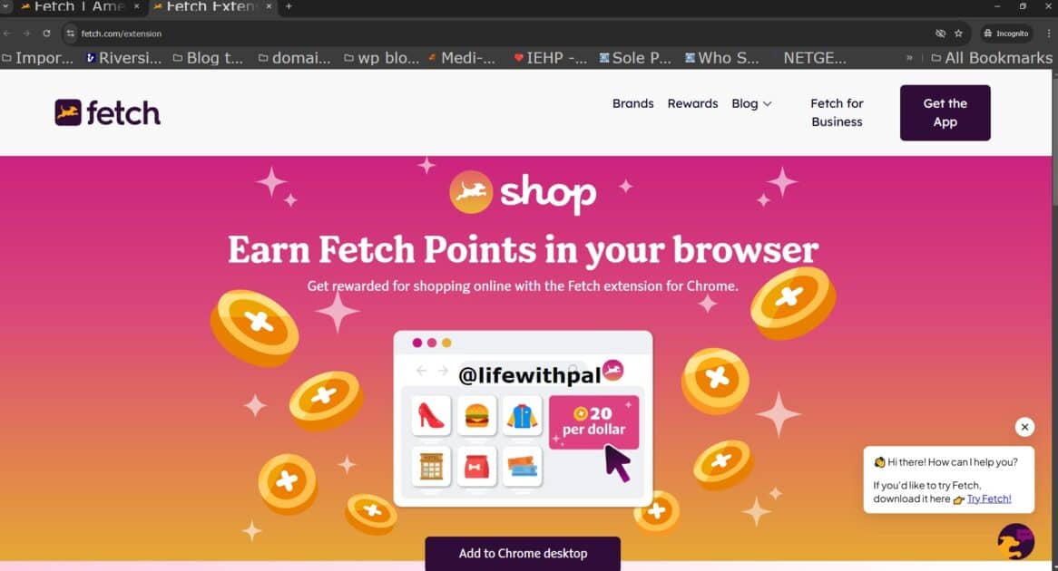 fetch rewards, desktop page.