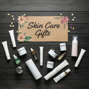 skincare gifts banner. skincare containers.