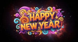 Happy New Year Banner. Image crated with Image fX AI.