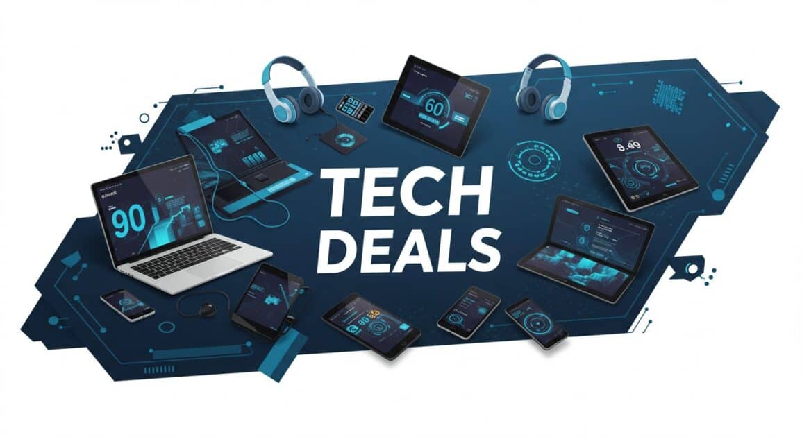 Tech Deals Banner. image created usign Image FX AI.