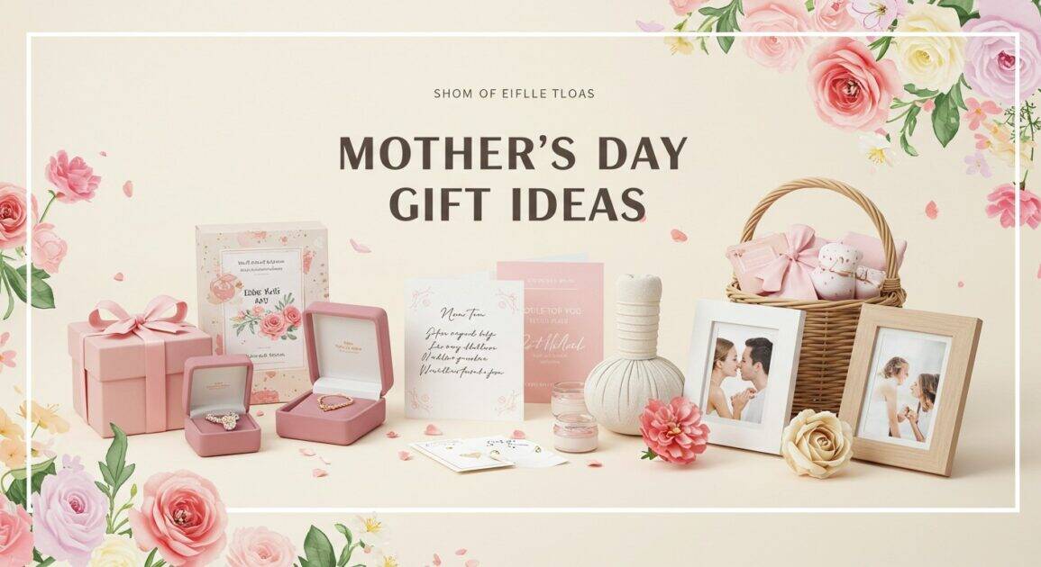 Mother's day gift ideas banner. Image created using Image FX AI. Flowers.