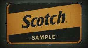scotch sample banner. Yellow and Black colors. Image created with Image FX AI.