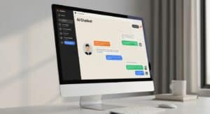 AI chat bot on a computer screen. Image created suing Whisk AI by Google.